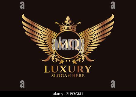 Luxury Royal WiNG lettre MQ Crest couleur or logo Vector, logo Victory, logo Crest, logo WiNG, logo Vector . Illustration de Vecteur