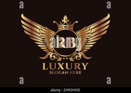 Aile royale de luxe lettre RB Crest couleur or logo Vector, logo Victory, logo Crest, logo WiNG, logo Vector . Illustration de Vecteur