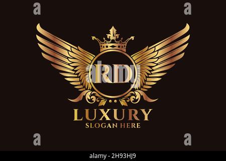 Aile royale de luxe lettre RD Crest couleur or logo Vector, logo Victory, logo Crest, logo WiNG, logo Vector . Illustration de Vecteur