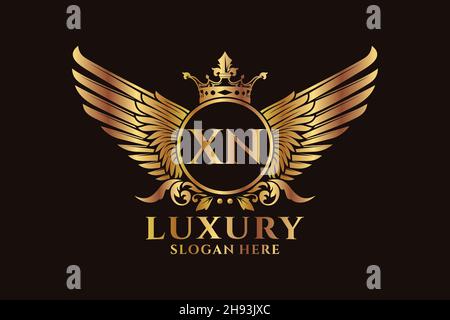 Luxe aile royale lettre XN Crest couleur or logo Vector, logo Victory, logo Crest, logo WiNG, logo Vector . Illustration de Vecteur