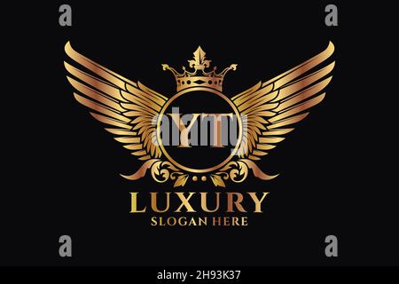 Luxury Royal WiNG lettre YT Crest couleur or logo Vector, logo Victory, logo Crest, logo WiNG, logo Vector . Illustration de Vecteur