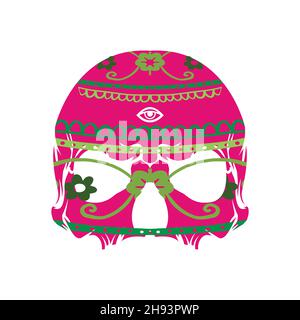 Magnifique crâne de couleur marijuana et un œil Illustration de Vecteur