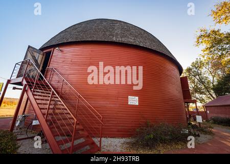 Vue extérieure de l'Arcadia Round Barn à Oklahoma Banque D'Images