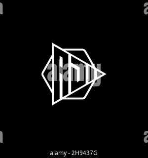 ANNONCE Monogram logo lettre avec triangle de jeu bouton forme hexagonale arrondie.Triangle cercle monogramme logo, triangle bouclier logo lettre. Illustration de Vecteur