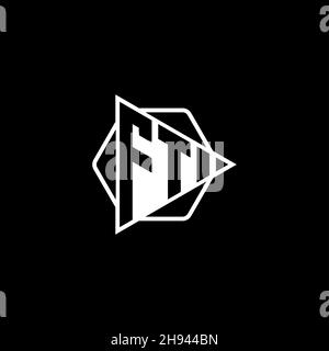 PI Monogram logo lettre avec triangle de jeu bouton forme hexagonale arrondie.Triangle cercle monogramme logo, triangle bouclier logo lettre. Illustration de Vecteur