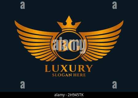 Luxury Royal WiNG lettre BG Crest couleur or logo Vector, logo Victory, logo Crest, logo WiNG, logo Vector . Illustration de Vecteur