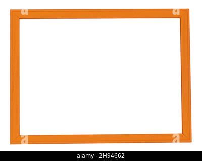 Cadre rustique orange.Décor.Cadre peint et isolé sur fond blanc. Banque D'Images