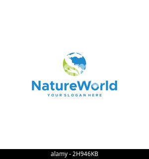 Design minimaliste du logo NatureWorld Hand Earth Illustration de Vecteur