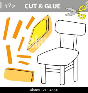 Couper et coller - jeu simple pour les enfants.Jeu de papier de chaise - illustration vectorielle.Jeu pour enfants Illustration de Vecteur