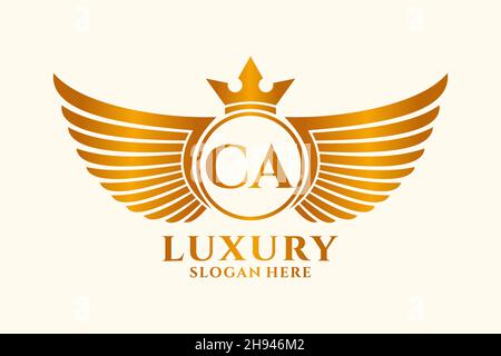 Luxe aile royale lettre CA Crest couleur or logo Vector, logo Victory, logo Crest, logo WiNG, logo Vector . Illustration de Vecteur