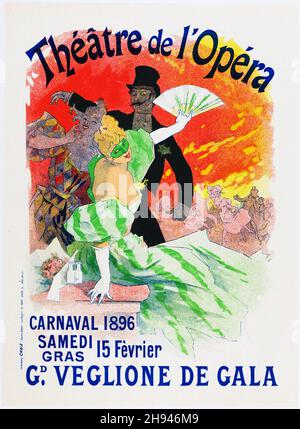 Théâtre de l'Opéra Carnaval 1896, Veglione de Gala.Affiche de Jules Chéret (1836-1932).Français. Banque D'Images