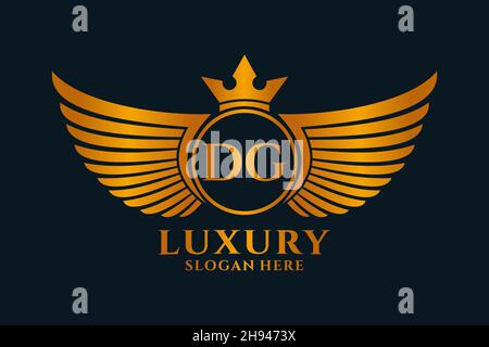 Luxe aile royale lettre DG Crest couleur or logo Vector, logo Victory, logo Crest, logo WiNG, modèle de logo Vector. Illustration de Vecteur