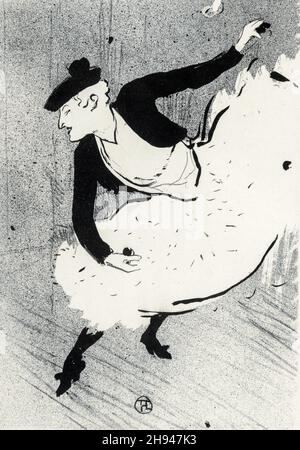 Henri de Toulouse-Lautrec (français, 1864-1901).Edmee Lescot, du Cafe concert, 1893.Femme sur scène.Illustration en noir et blanc. Banque D'Images