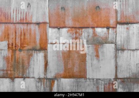 Old Rusty Dirty Metal plate Sheets usure fer corrosion mur texture arrière-plan. Banque D'Images