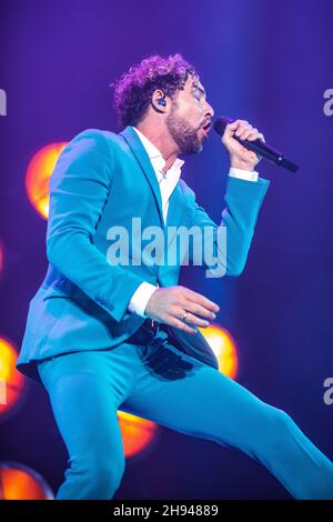 David Bisbal se produisant au Palau Sant Jordi, Barcelone 25 novembre 2021. Photographe : ALE Espaliat Banque D'Images