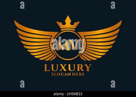 Luxe aile royale lettre MV Crest couleur or logo Vector, logo Victory, logo Crest, logo WiNG, logo Vector . Illustration de Vecteur