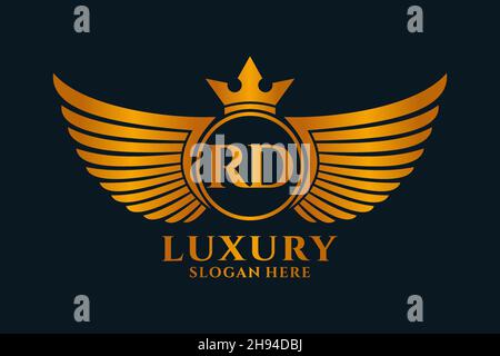 Aile royale de luxe lettre RD Crest couleur or logo Vector, logo Victory, logo Crest, logo WiNG, logo Vector . Illustration de Vecteur