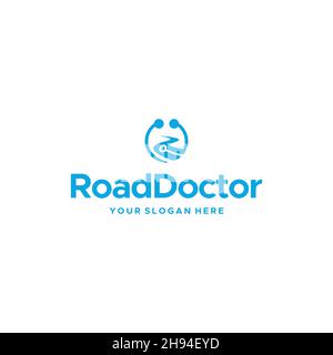 Design minimaliste du logo RoadDoctor Street Stetoskop Illustration de Vecteur