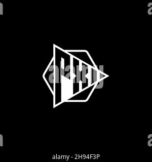 PX monogramme logo lettre avec triangle de jeu bouton forme hexagonale arrondie.Triangle cercle monogramme logo, triangle bouclier logo lettre. Illustration de Vecteur