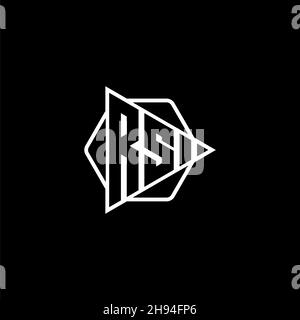 Lettre du logo monogramme RS avec forme de bouton de jeu triangulaire arrondie hexagonale.Triangle cercle monogramme logo, triangle bouclier logo lettre. Illustration de Vecteur