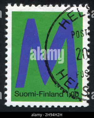 FINLANDE - VERS 1996: Timbre imprimé par la Finlande, montre la lettre M, vers 1996 Banque D'Images
