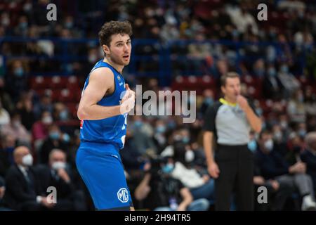 Assago, Milan, Italie.29 novembre 2021.Alessandro Pajola (Italie) pendant la deuxième journée du qualification européenne de la coupe du monde de basket-ball de la FIBA (score final: Italie - pays-Bas 75-73) (Credit image: © Davide Di Lalla/Pacific Press via ZUMA Press Wire) Banque D'Images