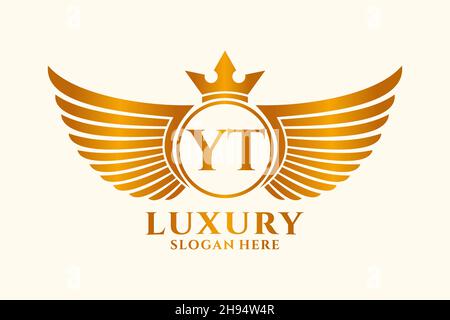 Luxury Royal WiNG lettre YT Crest couleur or logo Vector, logo Victory, logo Crest, logo WiNG, logo Vector . Illustration de Vecteur