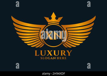 Luxe aile royale lettre XN Crest couleur or logo Vector, logo Victory, logo Crest, logo WiNG, logo Vector . Illustration de Vecteur