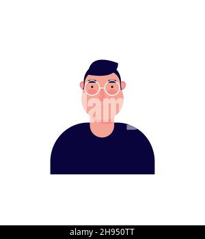 Ensemble d'émotions faciales masculines.Personnage Emoji barbu avec différentes expressions.Illustration vectorielle en style de dessin animé eps Illustration de Vecteur