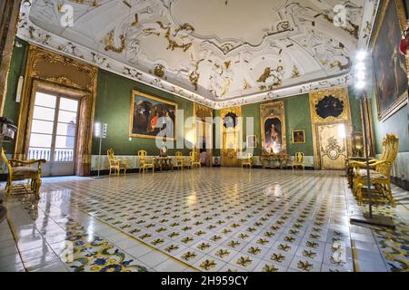 Les intérieurs luxueux du palais Alliata Villafranca à Palerme Banque D'Images