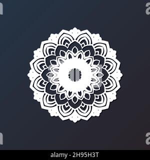 Gabarit de découpe laser mandala à partir de papier, contreplaqué, fer CNC silhouette ornement. Illustration de Vecteur