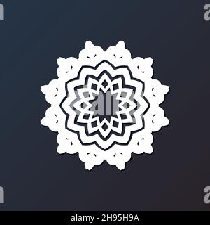 Gabarit de découpe laser mandala à partir de papier, contreplaqué, fer CNC silhouette ornement. Illustration de Vecteur