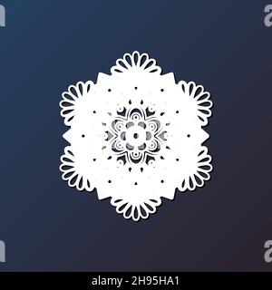 Gabarit de découpe laser mandala à partir de papier, contreplaqué, fer CNC silhouette ornement. esp Illustration de Vecteur