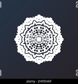 Gabarit de découpe laser mandala à partir de papier, contreplaqué, fer CNC silhouette ornement. Illustration de Vecteur