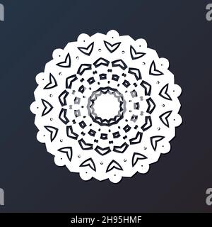Gabarit de découpe laser mandala à partir de papier, contreplaqué, fer CNC silhouette ornement. Illustration de Vecteur