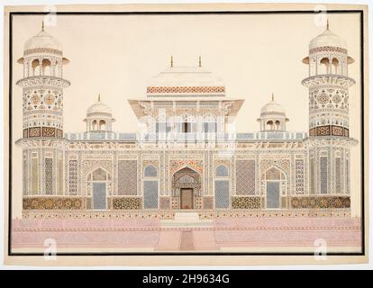 Tombe de I'timad-ud-Daula à Agra, c.1820. Banque D'Images