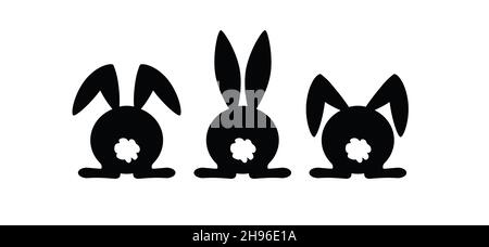 Icône de silhouette de lapin.Motif de ligne.Lapin de pâques drôle.Oreilles de lapin à vecteur plat de style dessin animé.Bonne fête de pâques. Banque D'Images