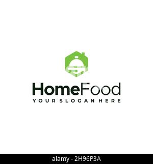 Design minimaliste du logo de cheminée hexagonale HomeFood Illustration de Vecteur