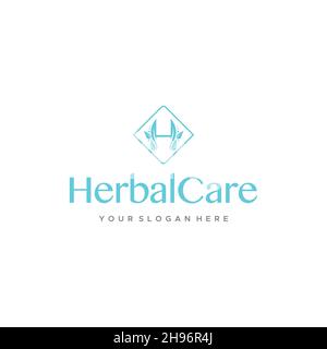 logo herbalcare initial de marque de lettre plate Illustration de Vecteur