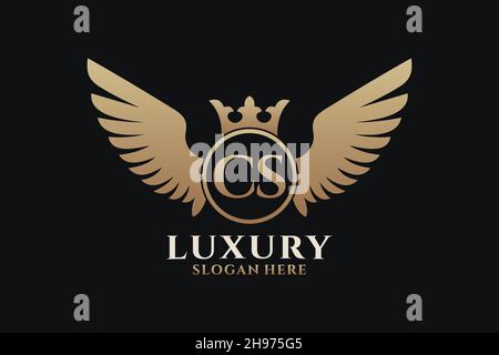 Aile royale de luxe lettre CS Crest couleur or logo vectoriel, logo Victory, logo Crest, logo WiNG, logo Vector . Illustration de Vecteur