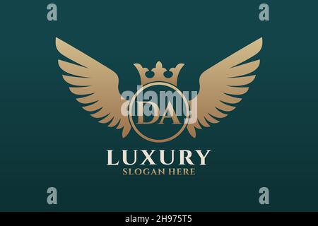 Aile royale de luxe lettre DA Crest couleur or logo vecteur, logo Victory, logo Crest, logo WiNG, logo Vector . Illustration de Vecteur