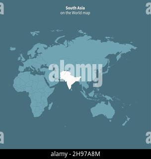 Carte vectorielle de l'asie du Sud. Carte du monde par région. Illustration de Vecteur