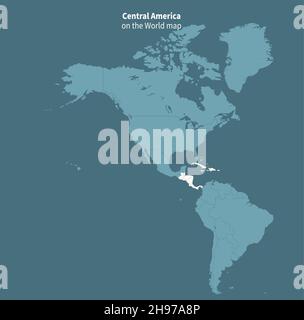 Carte vectorielle de l'amérique centrale. Carte du monde par région. Illustration de Vecteur