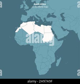 Carte vectorielle de l'afrique du nord. Carte du monde par région. Illustration de Vecteur