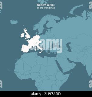 carte vectorielle de l'europe de l'ouest. carte du monde par région. Illustration de Vecteur