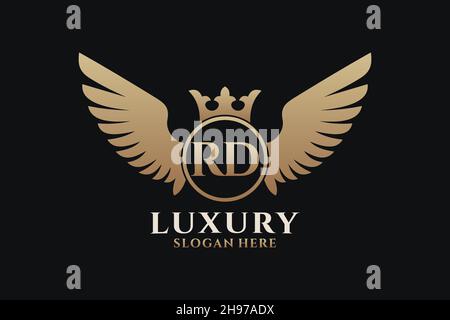 Aile royale de luxe lettre RD Crest couleur or logo Vector, logo Victory, logo Crest, logo WiNG, logo Vector . Illustration de Vecteur