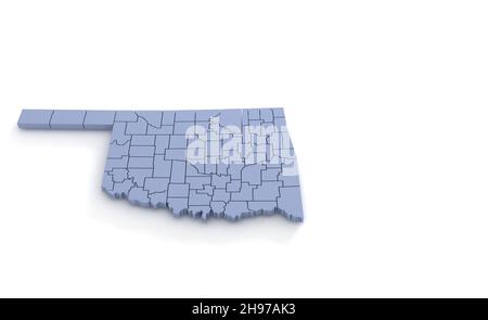 Carte de l'État de l'Oklahoma 3D.Etat 3D rendu défini aux Etats-Unis. Banque D'Images