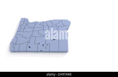 Carte de l'État de l'Oregon 3D.Etat 3D rendu défini aux Etats-Unis. Banque D'Images