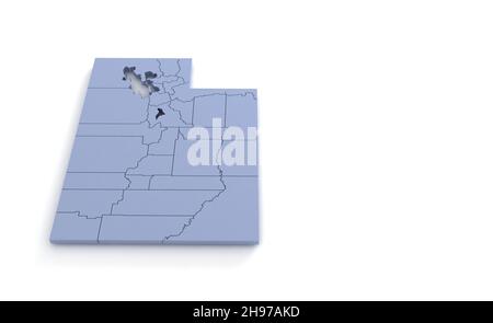 Carte de l'État de l'Utah 3D.Etat 3D rendu défini aux Etats-Unis. Banque D'Images