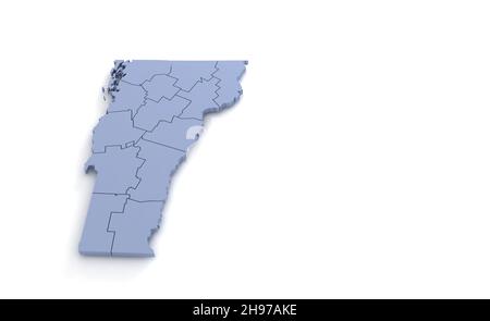 Carte de l'État du Vermont 3D.Etat 3D rendu défini aux Etats-Unis. Banque D'Images